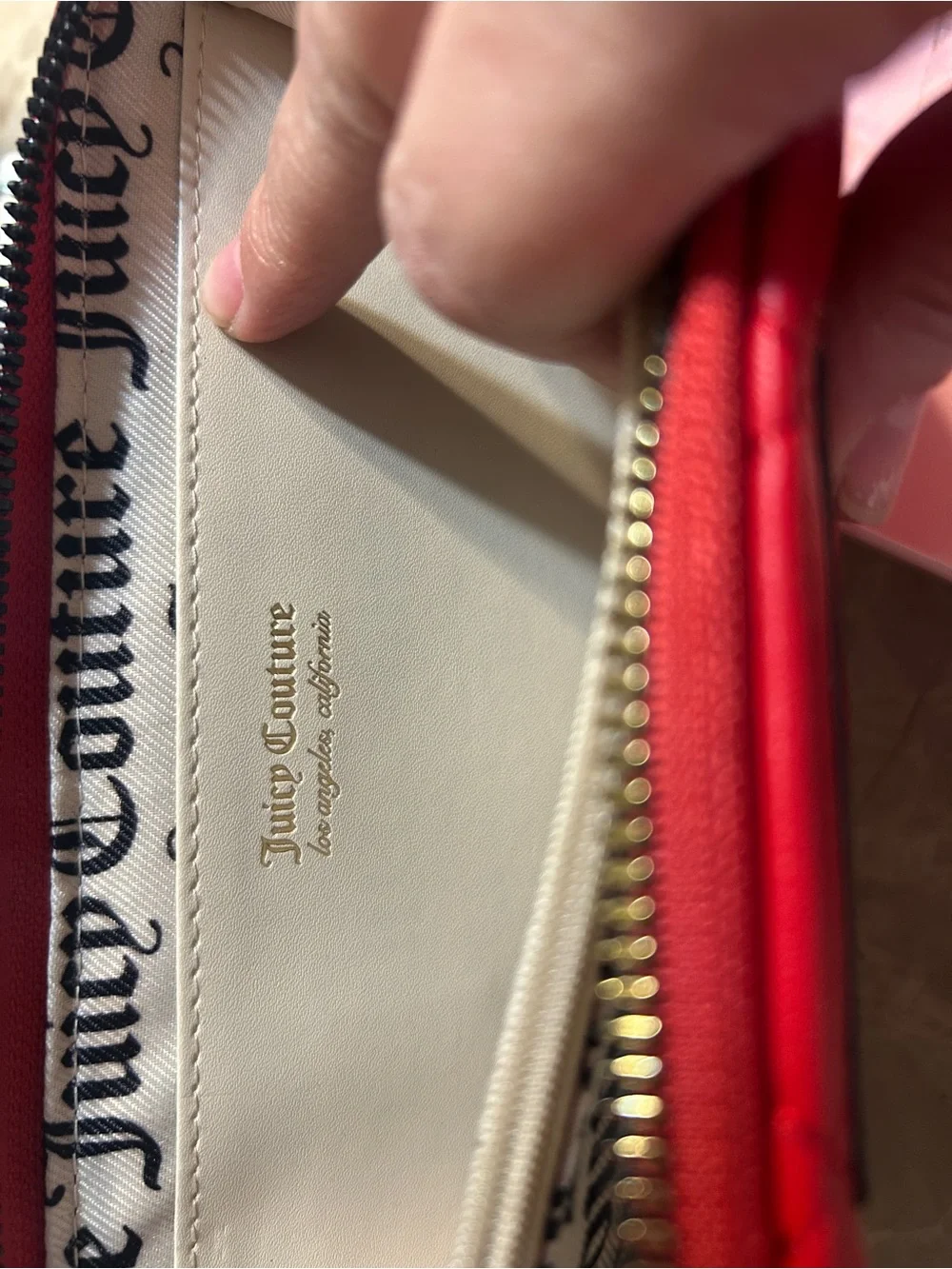 Juicy Couture Quilted Red Wallet with Gold Logo Plate